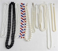 (10) VINTAGE FAUX PEARL BEADED NECKLACES