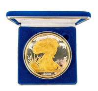 Coin 1/4 LB .999 Fine Silver Eagle with Gold
