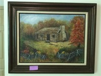 Framed cabin painting