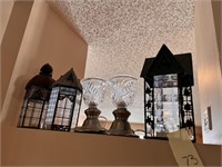 3 Decorative Glass Houses & 2 Matching Lamps