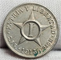 1915 Cuba One Centave Coin AU