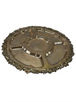 Large silver on copper lazy Susan server tray