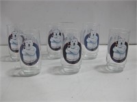 Six 6" Vtg Coca-Cola Polar Bear Glasses