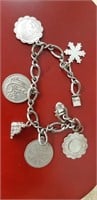 Sterling Silver Charm Bracelet & Sterling Charms