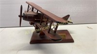 Wooden "1917 Spad 13" model on stand, 15" by 13"