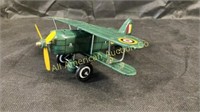 "Curtiss" tin litho bi-plane wind up toy airplane