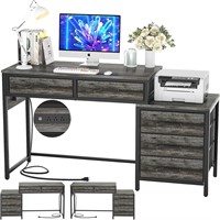 Computer Desk with 5 Drawers  Black Oak