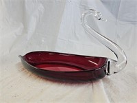 Duncan Miller Ruby Red Swan Candy Dish