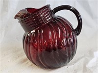 Anchor Hocking Ruby Red Swirl Tilt Ball Pitcher