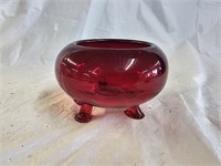 Viking Ruby Red Mid Century Modern Flowerlite Bowl