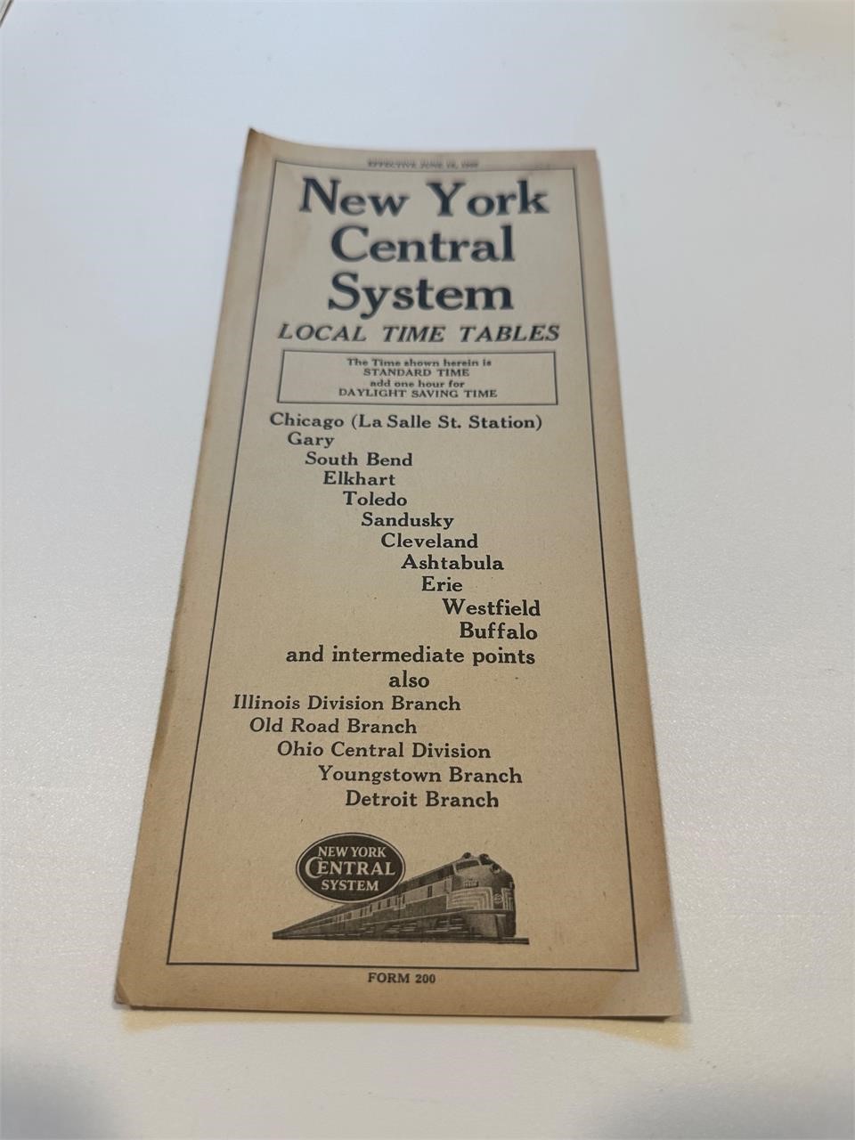 New York central system time table