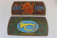 2 vintage pressboard tavern signs