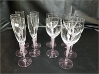 Lot Of 10 Pink Stemmed Champagne Glasses