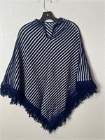 Vintage Striped Knit Poncho Shawl