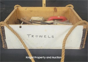 Wooden Carrier Box with Trowels and more