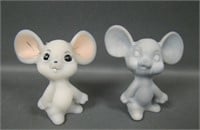 Two Fenton Mouse Figurines