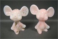 Two Fenton Rosalene Mice Figurines.