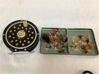 Pflueger Medalist fly reel and vintage flies