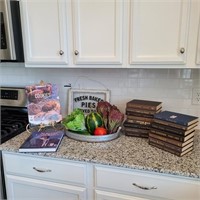 20PC KITCHEN ITEMS & ASSORTED BOOKS