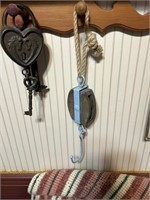 Heart Lock with Key & Hook with Rope