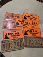 1982 Car Tags & Oak Hill Watch Metal plates
