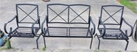 3 PC METAL OUTDOOR CHAIRS AND BENCH SHOW WEAR