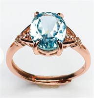 Natural Topaz Ring 925 Silver Size 7.75