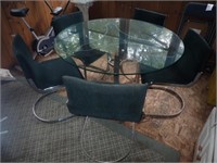 Glass Table w/ (4) Padded Chairs -