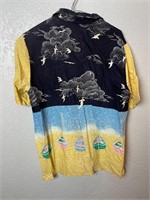 Vintage Button Up 1970s Shirt Boats Ocean