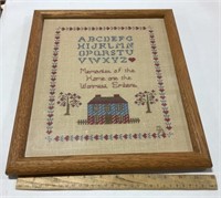 Framed embroidered wall art. 13 X15