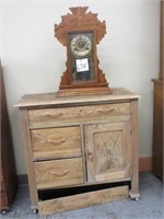 Walnut Commode & Waterbury Key-Wind Clock