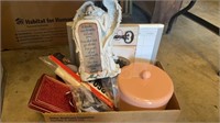 Box lot- variety of items - lighted angel, candle
