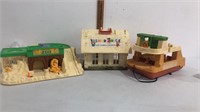 Vintage fisher price zoo, play family school, and