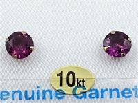 10kt Yellow Gold 6mm Grape Garnet Stud Earrings