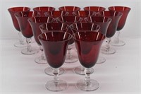 16 Ruby Red Stemware Water / Wine Goblets