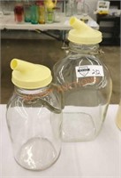 Vintage milk glass delivery bottles