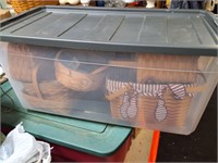 Large empty clear tote with grey lid