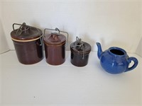 Canisters and pitcher