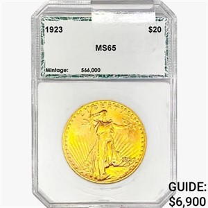1923 $20 Gold Double Eagle PCI MS65