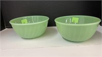 (2) fireking ovenware jadeite swirl 7’’