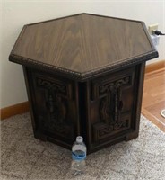 Octagon wood side table with storage