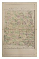 "PAGE'S MAP OF DAKOTA, 1887", HAND COLORED