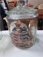 Deep south Glass cracker jar w/ lid and contents