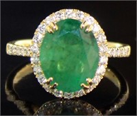 14kt Gold 3.78 ct GIA Emerald & Diamond Ring