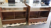 Lot of 4 Wood Store Displays w/Glass Tops