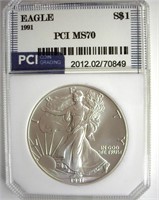 1991 Silver Eagle MS70 LISTS $1700