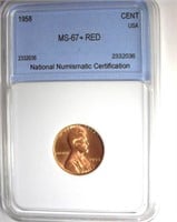 1958 Cent MS67+ RD LISTS $6500