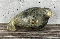 Alaskan Inuit Eskimo Soapstone Seal Carving