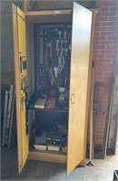 Wood Tool Cabinet with Contents