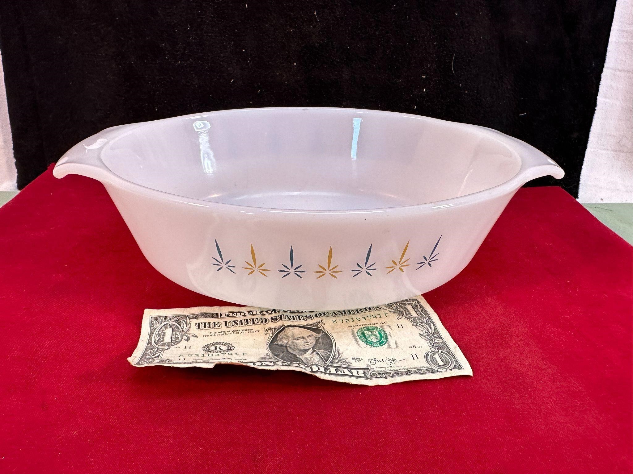 FIRE KING CANDLE GLOW CASSEROLE DISH